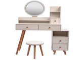 CRAZY ELF Stylish Vanity Table Cushioned Stool, Touch Control LED Mirror, Large Capacity Storage W936110479