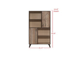 2-Door Storage Cabinet with 4 Open Shelves, Metal Handles, and Flared Tapered Legs, Modern 03048242