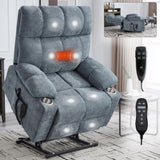 Grey Dual Motor Infinite Position Up to 350 LBS Chenille Power Lift Recliner Chair, Heavy Duty W3224P294319