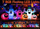 8FT Halloween Inflatable Ghost Pumpkin with RGB Flashing LED Lights, Weatherproof Polyester Yard 94958875