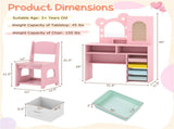 Safe Toddler Vanity Set with Anti-Toppling Design, Rounded Corners & Sturdy MDF Construction - Pink 05171403