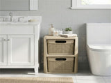 2-Drawer PP Storage Organizer Wicker Style Narrow Cabinet for Home Office 09536706