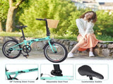 20 Inch Folding Bike for Adults with Basket, Phone Holder & Fenders, Steel Frame 6-Speed City W1019P352737