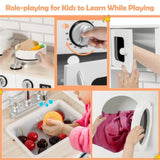 ZNTS Kitchen Toy Wooden Kids Kitchen with Washing Machine 86713732