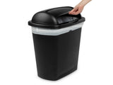 Large Kitchen Trash Can, 13 Gallon Plastic Garbage Bin with Roll Top Lid, Black 09565849