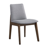 Walnut Finish Side Chairs Set of 2, Gray Fabric Upholstery Seat and Back Wooden Kitchen Casual B2741P328571