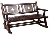 Outdoor Wood Rocking Bench Carbonized Double Rocking Chair for 2 Persons with Wide Curved Seat, T5816P475754