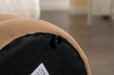006-Soft Velvet Round Ottoman Footrest Stool,Coffee W527121862