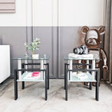 Set of 2, Modern Tempered Glass Tea Table Coffee Table End Table, Square Table for Living Room, W241104200