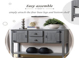 48'' Solid Wood Sideboard Console Table with 2 Drawers and Cabinets and Bottom Shelf, Retro Style 19534199