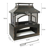 Rectangular Metal Outdoor Wood place - Outdoor Fireplace with Built-in Log Storage and 58403739