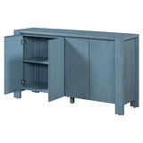 TREXM Buffet Cabinet with Storage, 4-Door Retro Wood Sideboard with Distressed Finish and Adjustable N715P204444M