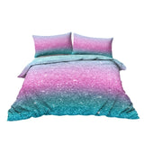 Colorful Glitter Bedding Girly Turquoise Blue Pink and Purple Pastel Colors Duvet Cover 3 Piece 88113699