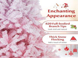 6ft Flocked Christmas Tree - 820 Branch Tips, Fireproof PVC, 3-Section Assembly, Metal 02087941