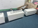 Wall-Mounted Entryway Shelf with Hooks Storage Bench Set, Modern White Shoe Cabinet with Cushion W808P316356