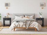 2PCS Side Intersection Style Bedside Table Coffee Table with Two-layer Drawer Black 31379383