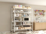 Six-layer, freely removable display stand with one row of side hooks, adjustable feet and wheels, 48481831
