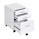 ZNTS White and Chrome 3-Drawer Rectangular File Cabinet B062P184520