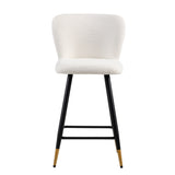 25.79'' modern style barstool, with white seats, black metal legs, and gold - tipped ends,suitable N780P228983W