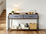 Industrial Console Table with Charging Station, Narrow Entryway Table with 2 AC Outlets USB & Type-C 42994255