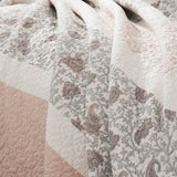 6 Piece Cotton Percale Quilt Set with Throw Pillows Blush Full/Queen B035129025