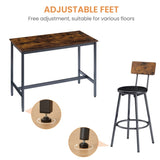 Pub High Dining Table 7 Piece Set, Industrial Style Pub Table, 6 PU Leather Bar Chairs for Kitchen W1668P193691