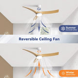 52 Inch Modern Ceiling Fan with 18W LED Light and Remote Control 3 ABS Blades DC Motor for Bedroom W934P285765
