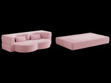 Modern Floor Sofa with 2 Pillows,Convertible Sherpa Fleece Fabric Foam-Filled Sleeper Sofa Bed,15" 78597283