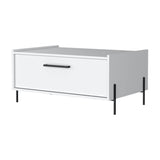 ZNTS Glendale Coffee Table with Flip-Down Door in Melamine, White B128P244985