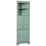 ZNTS Green Triangle Tall Cabinet with 3 Drawers and Adjustable Shelves for Bathroom, Kitchen or Living 58750373