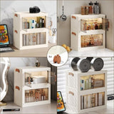 1 Piece Three Tier Folding Organizer with Lid and Door on Wheels, Collapsible Plastic Small 37538906
