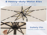 10 Ft Solar Powered Patio Umbrella with 24 LED Lights, Beige Outdoor Market Umbrella 90952387