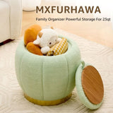 Storage Ottoman, Modern Round Floral Footrest with Soft Padded Seat, Teddy Velvet Footstool, Accent 38992663