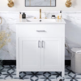 30-Inch Bathroom Vanity with Ceramic Sink and Ample Storage - The Perfect Choice for Small Bathrooms WF530809AAK