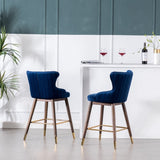 Leland Fabric Upholstered Counter Height Wingback Stools, Set of 2, Blue T2574P165106