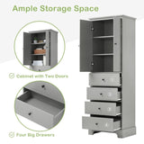 ZNTS Storage Cabinet with 2 Doors and 4 Drawers for Bathroom, Office, Adjustable Shelf, MDF Board with WF302825AAE