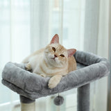 ZNTS Multi-functional Cat Tree Tower with Sisal Scratching Post, 2 Cozy Condos, Top Perch, Hammock, 58860018