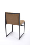 Modern Dining Chairs set of 2, Upholstered Linen cushions and backrest with minimalist craft iron W1249P257010