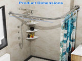Curved Shower Rod L - Shaped Stainless Steel, Adjustable Stretchable Shower Curtain Rod for 30133873