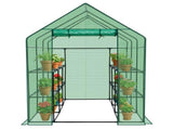 Large Walk-in Greenhouse with PE Cover & Side Windows, 12-Shelf Indoor Outdoor Portable Greenhouse 22390785