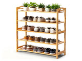 26.38*9.68*37.4in 5-Tier Portable Bamboo Shoe Rack, Natural Wood Color 80222555