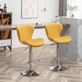 Ellston Upholstered Adjustable Swivel Barstools in Yellow, Set of 2 T2574P165087
