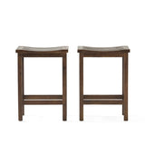 Outdoor Acacia Wood Counter Height Barstool, Set of 2, Mahogany Brown Finish N772P248351T