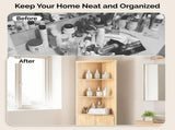 2-Door 5-Tier Slatted Bathroom Corner Cabinet 21.85"*12"*68.11" Tall Bathroom Cabinet Oak 27728023
