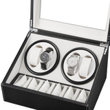 ZNTS Black Leather Watch Winder Storage Auto Display Case Box 4 6 Automatic Rotation 53056422