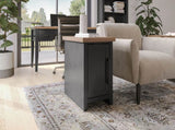 14 inch Chairside Table, No Assembly Required, Black and Whiskey Finish B108P160150
