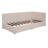 ZNTS Upholstered Daybed with 2 Storage Drawers Twin Size Sofa Bed Frame No Box Spring Needed, Linen WF299017AAA