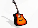 Sunset color 41-inch Dreadnought barrel-shaped cutaway acoustic guitar with pick, strings, capo, gig 68435213