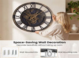 Brown Gear Wall Clock with World Map, 27" Large Non-Ticking Quartz Movement Decorative Home Clock 53413647