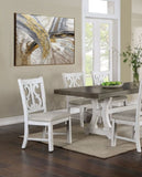 ZNTS Lavish Design Distressed White 2pcs Dining Chairs Only, Gray Padded Fabric Seat Dining Room Kitchen B011111836